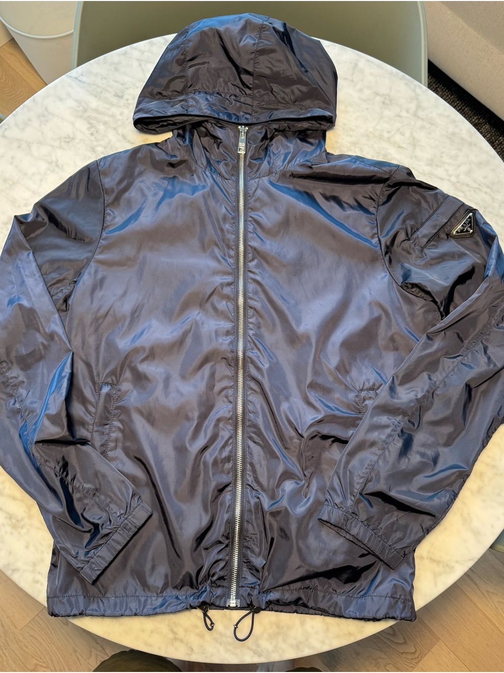 Prada Navy Hooded Shell Windbreaker